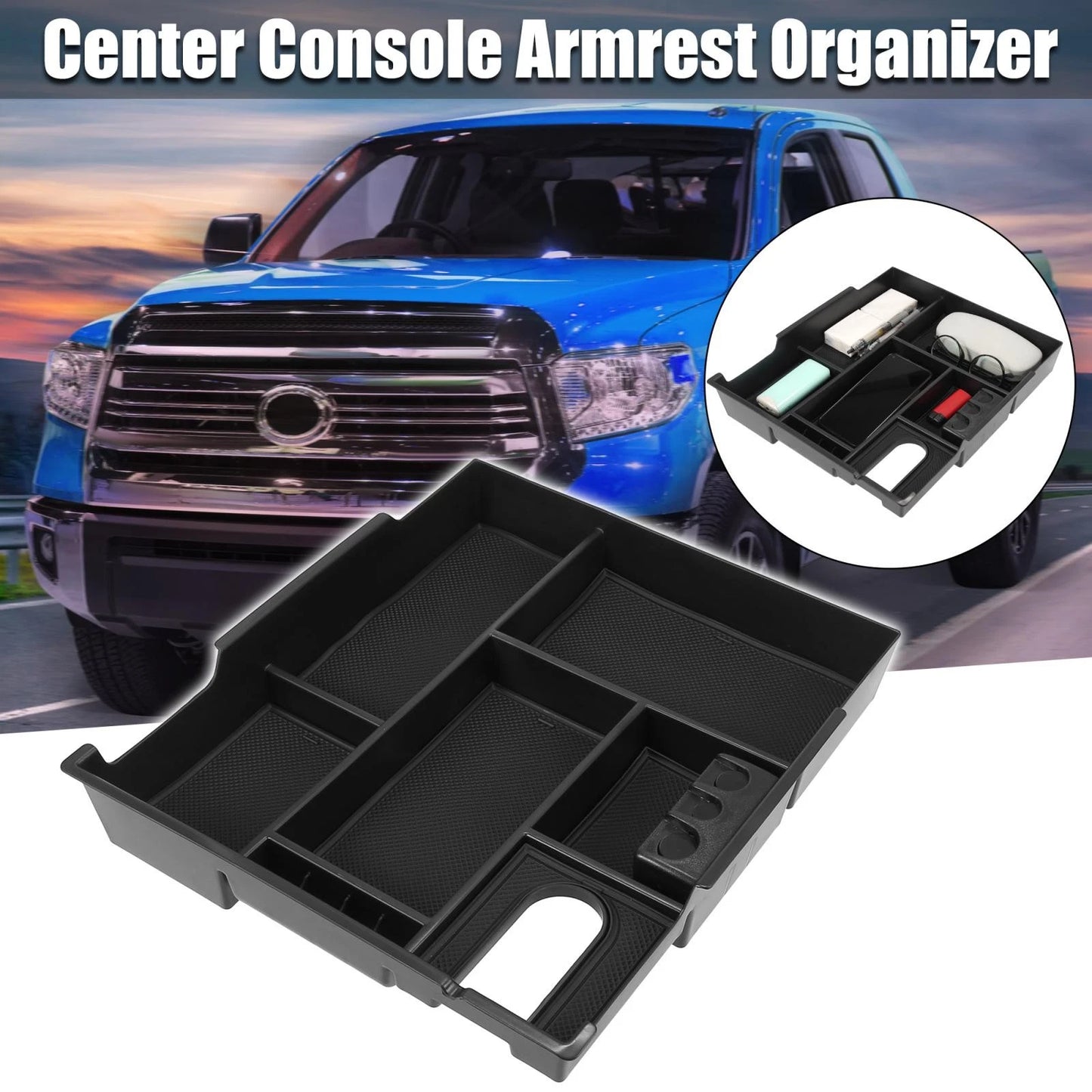 Center Console Organizer Armrest Storage Box for Toyota Tundra (2014-2019)