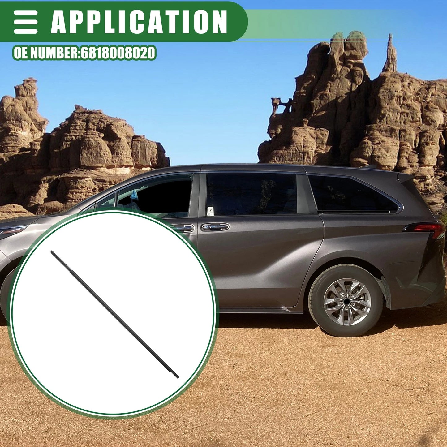 Rear Left Door Window Belt Weatherstrip for Toyota Sienna (2011-2020)