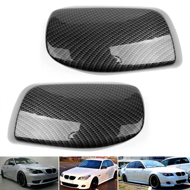 Car Mirror Cover Caps for BMW E60 5-Series 525i 530i 540i (2004-2007) 2 x Carbon Black