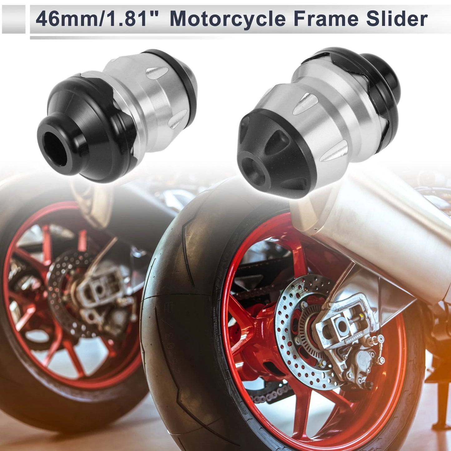 Slider Frame / 15mm / 2 x Aluminum Alloy Plastic Silver Tone for Motorcycle