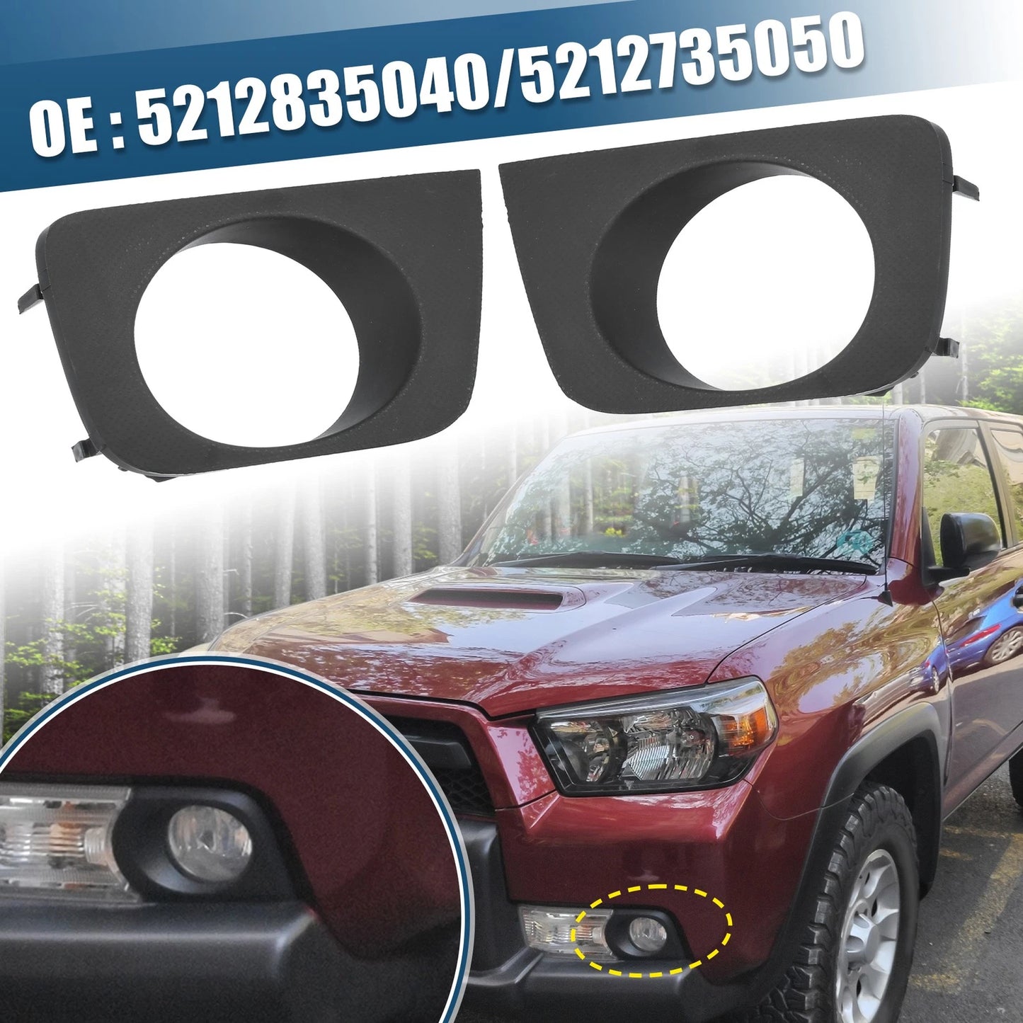 Pair Car Front Fog Light Grille Cover Trims Frame for Toyota