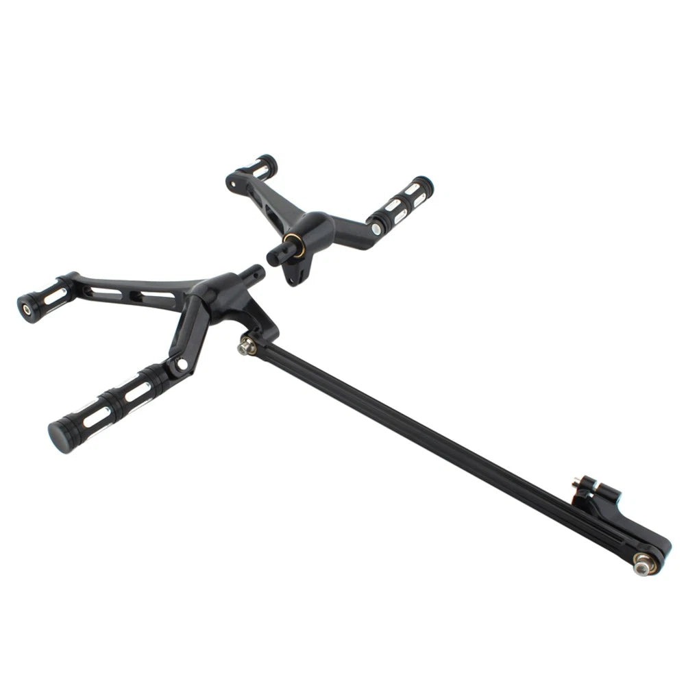 Black Driver Footrest Pedal Bracket Set for Harley Night Rod VRSC Special (07-17)