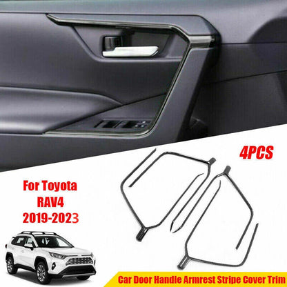 Carbon Fiber Door Handle Armrest Cover Trim for Toyota RAV4 (2019–2023)