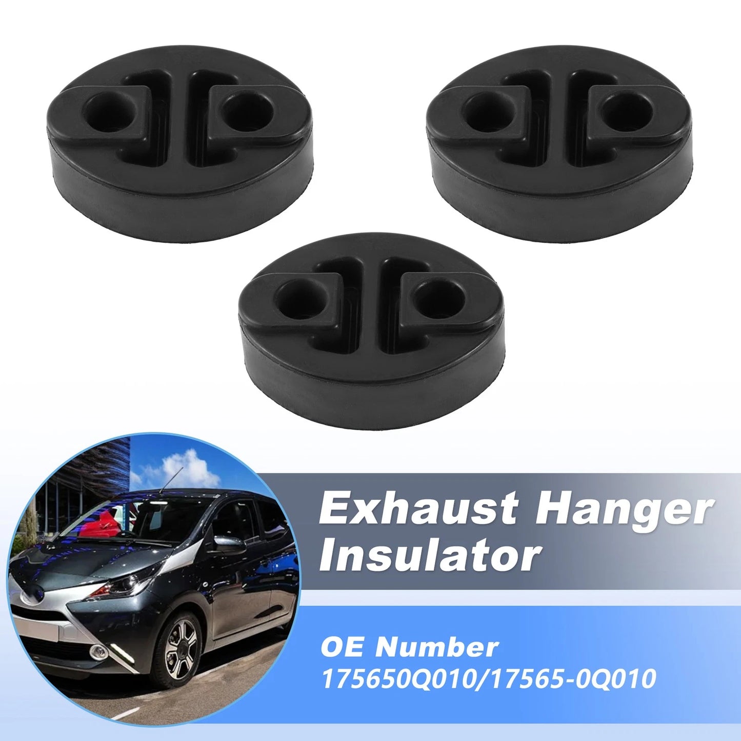 3 x Exhaust Pipe Rubber Bracket Hanger for Toyota Aygo (2005-2014)