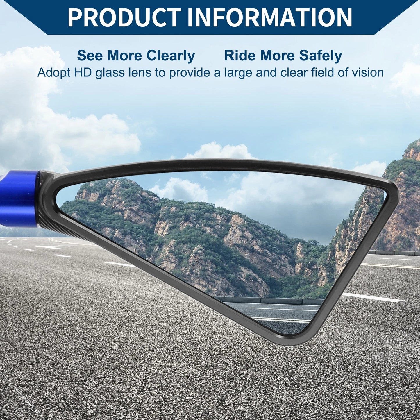 Rear View Mirrors / M8/M10 / Triangle Shape Black Blue Aluminum Alloy for M8/M10
