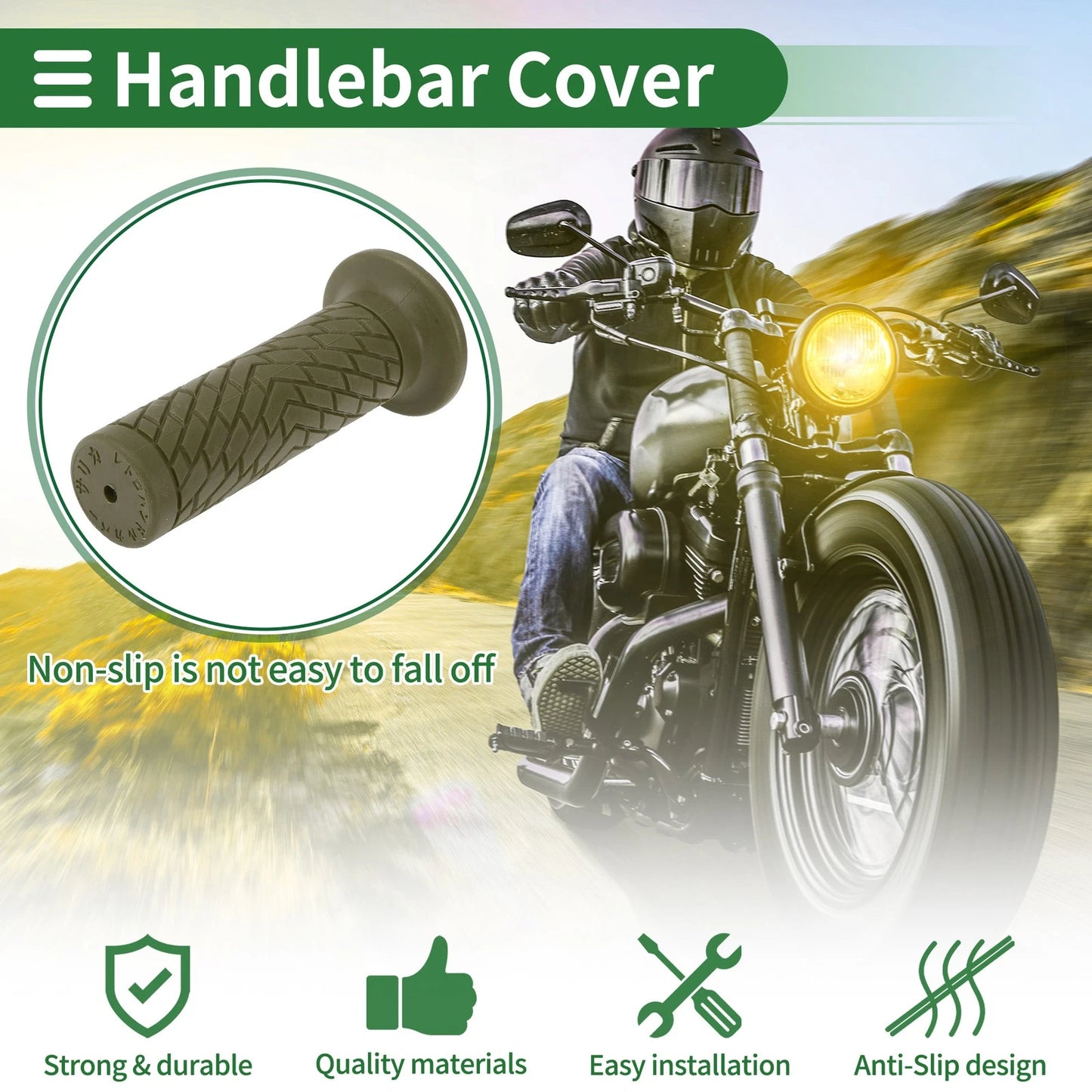 Handlebar Grips Cover 25mm TPU Green for Motorcycle