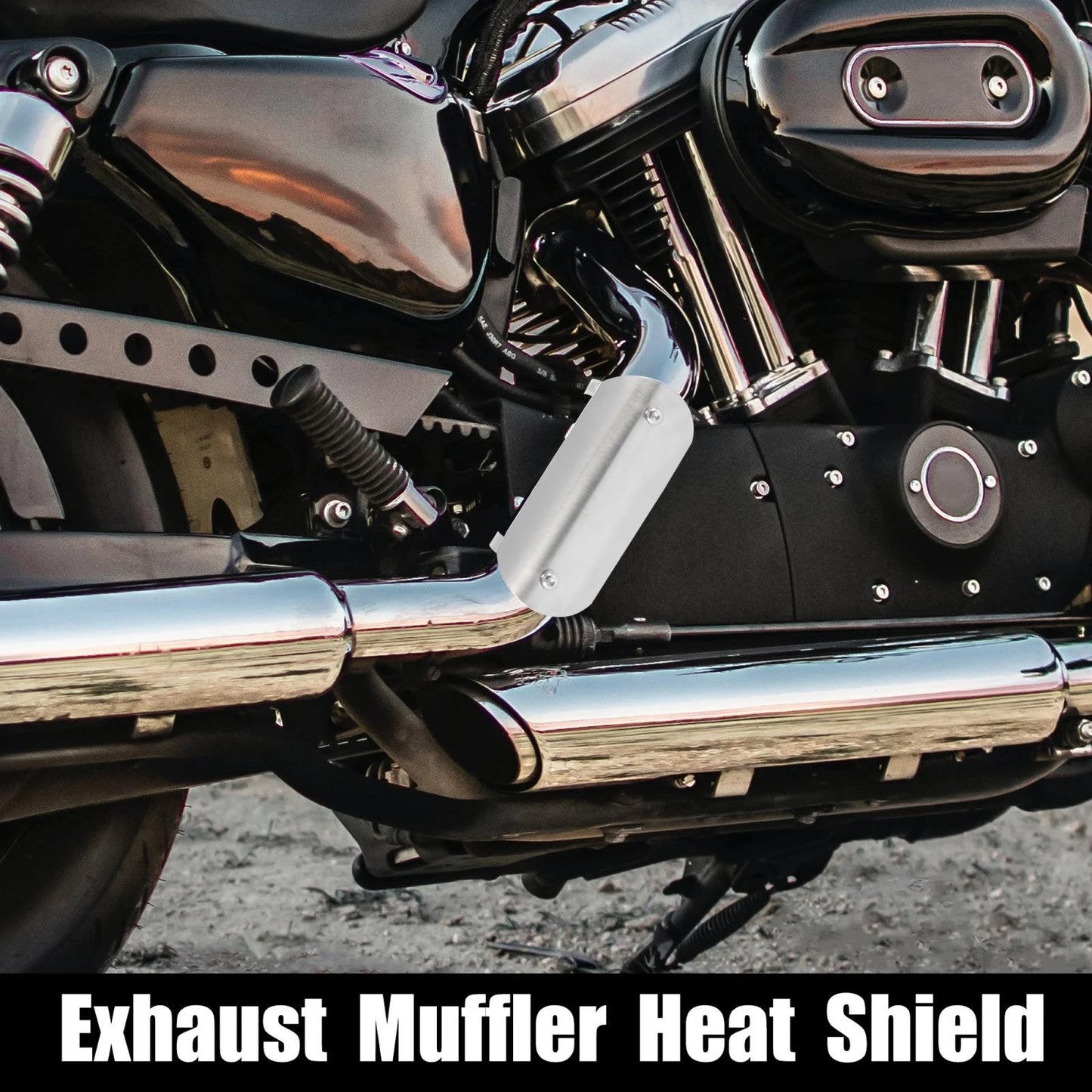 Exhaust Muffler Pipe Heat Shield Set for Motorcycle Silver Tone