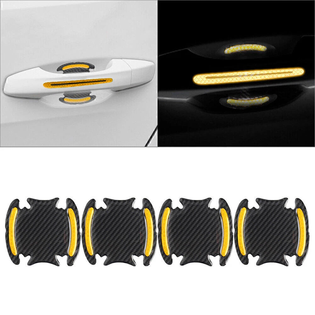 Carbon Fiber Gold Door Handle Reflective Sticker Scratch Cover for Car