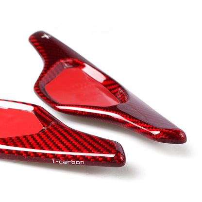 2 x Red Carbon Fiber Shift Paddle Extensions for Cadillac XTS (2013-2019)