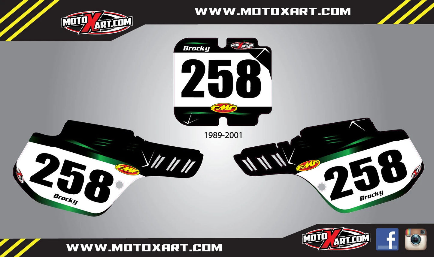Custom Number Plates for Kawasaki KX 500 (1989-2001) - Barbed Style Stickers