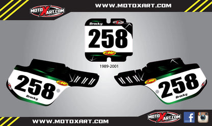 Custom Number Plates for Kawasaki KX 500 (1989-2001) - Barbed Style Stickers