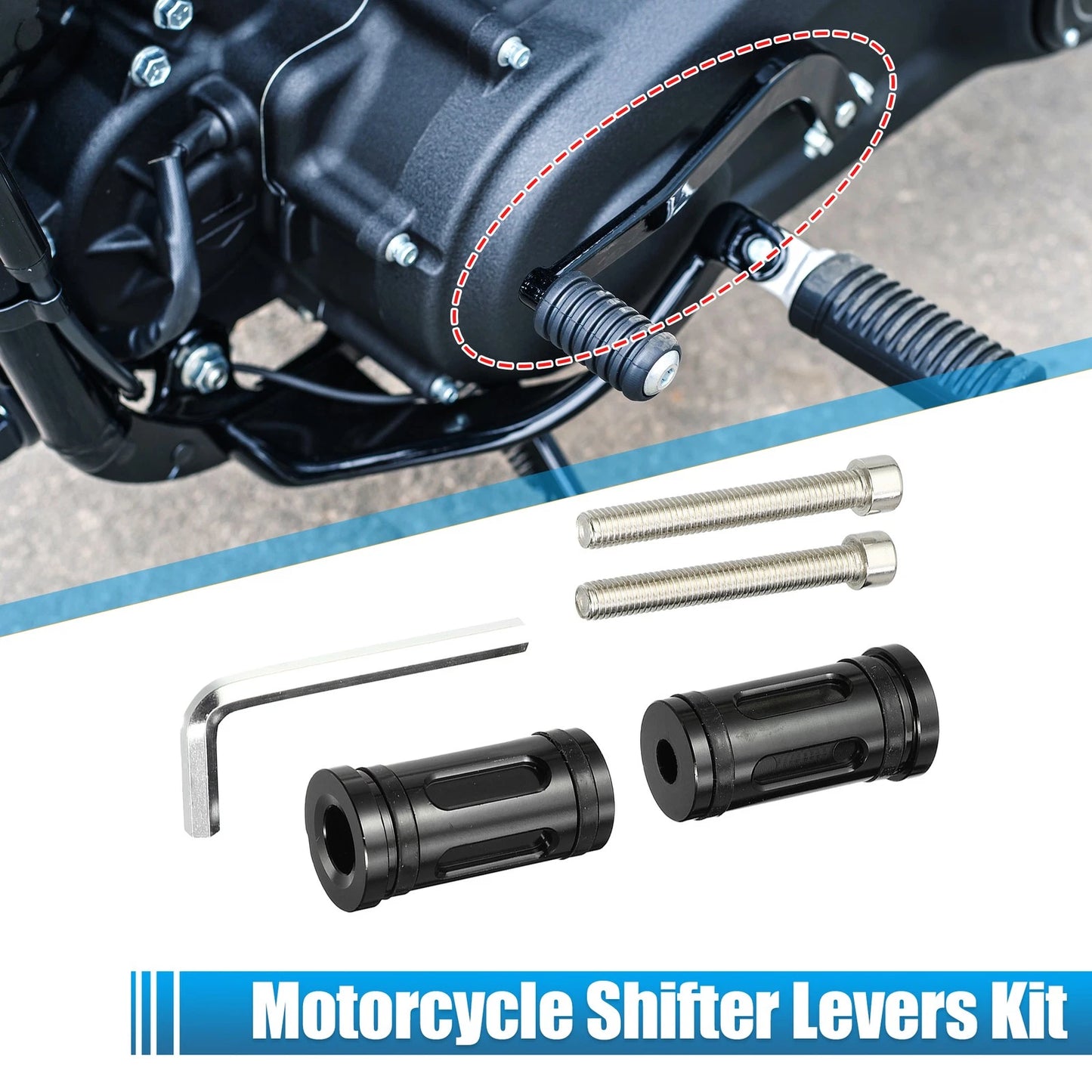 Pair Heel Toe Gear Shift Lever Kit for Harley-Davidson Black