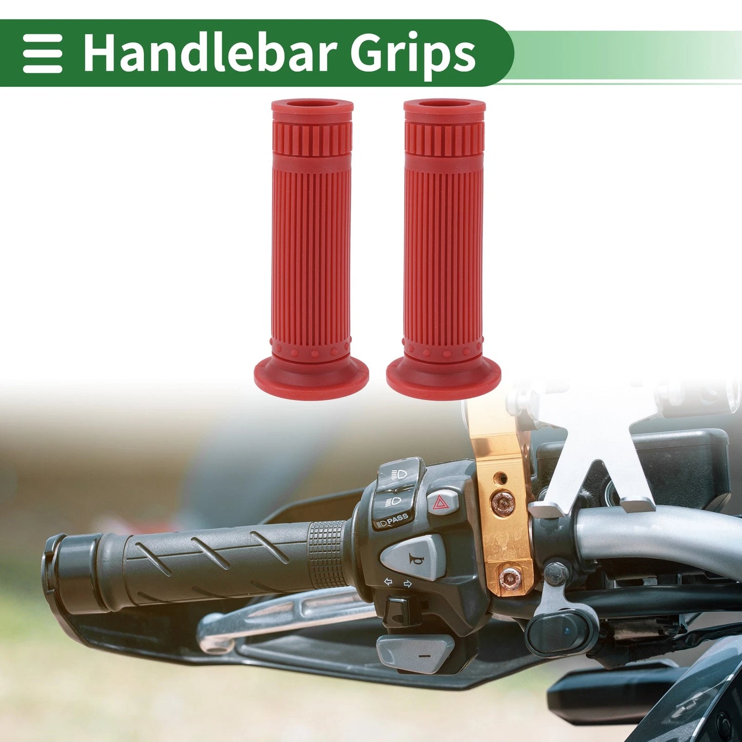 7/8" 22mm Hand Grips Cover TPU Dark Red for Motorcycle