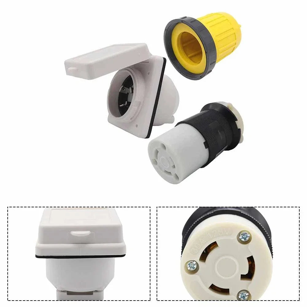 30 Amp 125V Weatherproof Power Inlet Connector Kit for RV/Boat Use