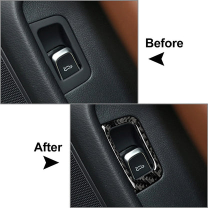 Carbon Fiber Black Rear Trunk Switch Button Frame Trim for Audi A6 A7 (2012-2018)