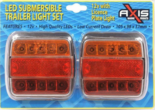 LED Submersible Trailer Light Set of 2, 12V, 105x98x37mm