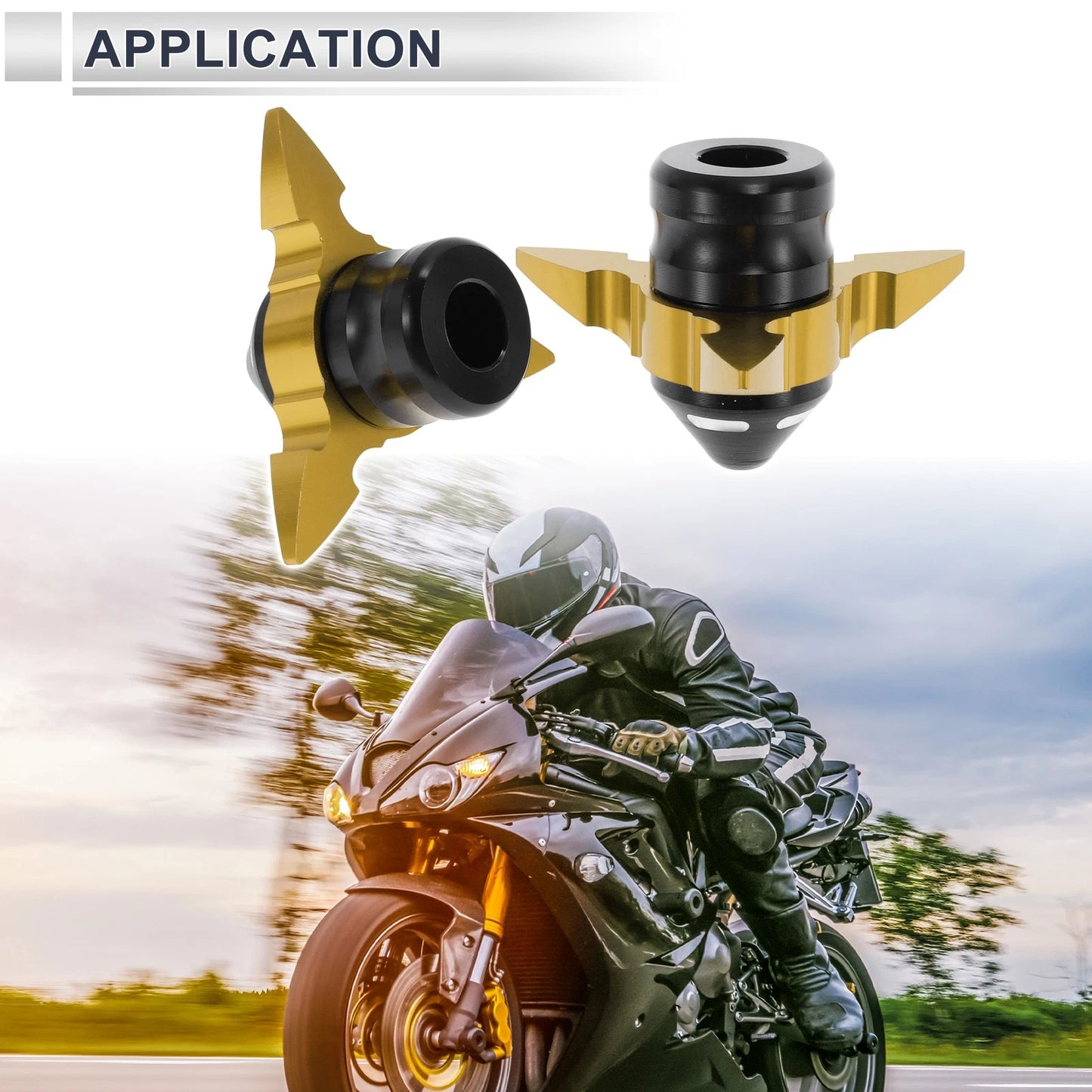 Slider Frame / 2 x 0.59in / Aluminum Alloy Gold Tone for Motorcycle