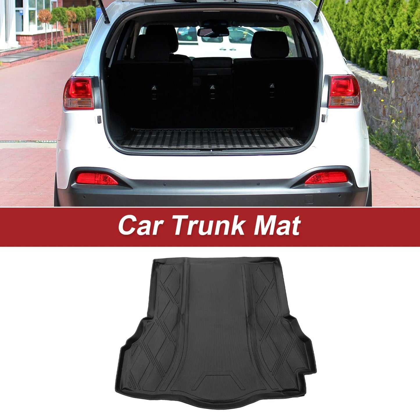 Cargo Liner Rear Trunk Mat for Ford Fusion (2017-2020) Diamond Pattern TPE