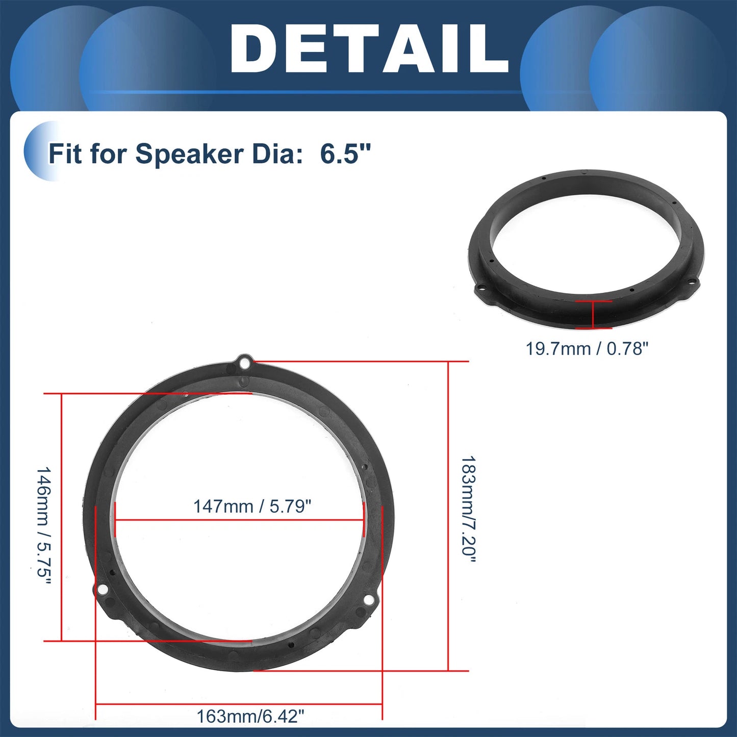 Speaker Spacer Ring Adapter for Ford Transit Custom (2013-2023) - 2 x Set