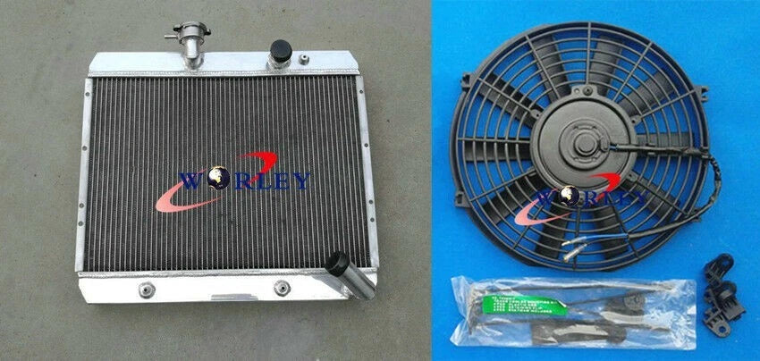 4 Row Radiator, Shroud, Fans for Jaguar XKE S2 E-TYPE (1968-1970)