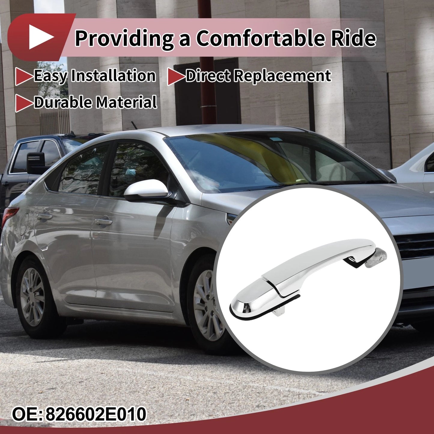 Car Door Handle Grip for Hyundai Tucson Front Right (2016-2023) Silver Tone