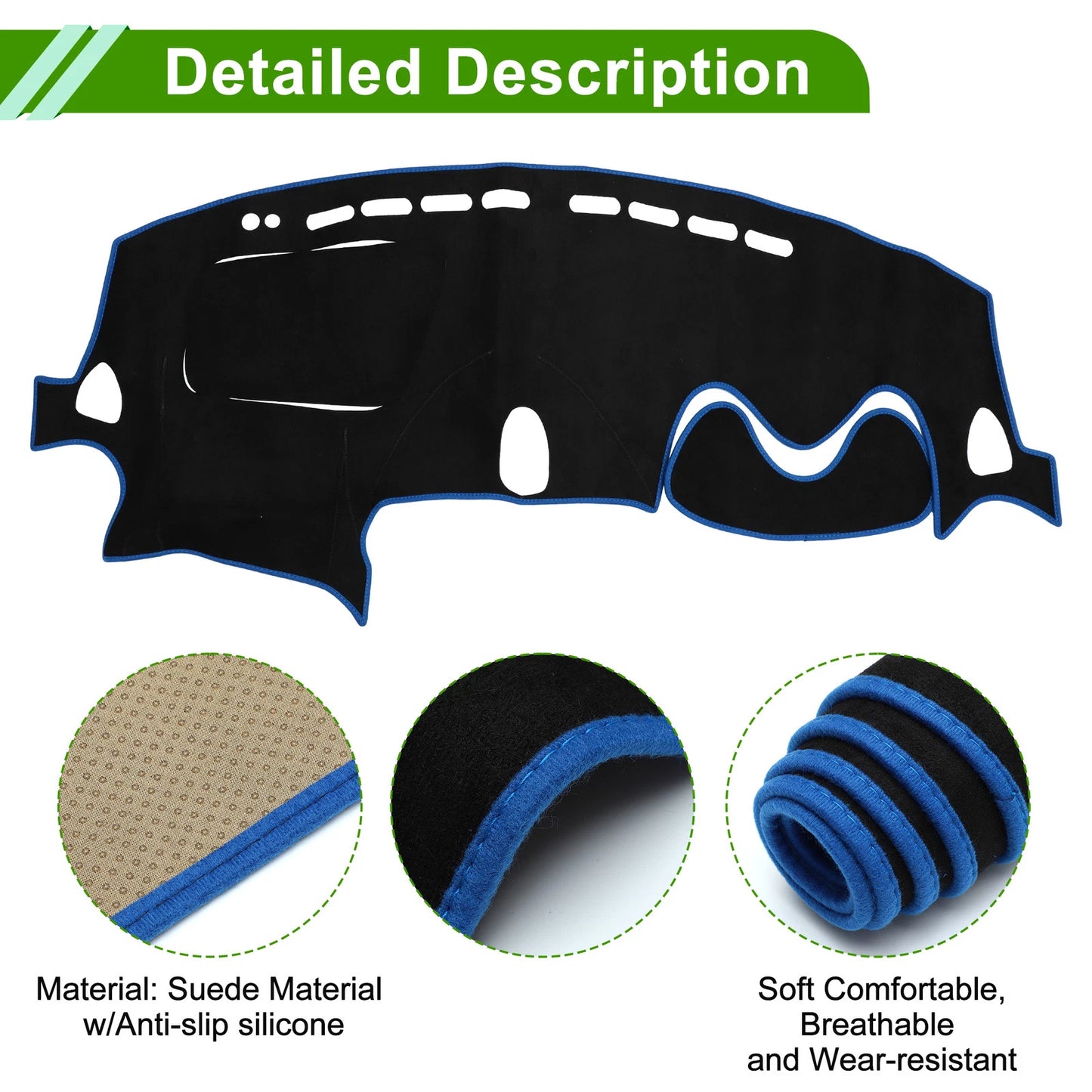 Dashboard Cover Mat for Nissan Juke F15 2011-2019 Sun Protector Black Blue