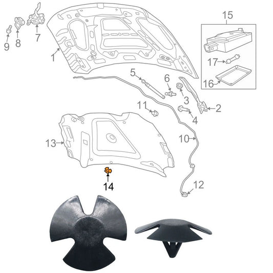15 x Hood Insulation Retainer Clips for Dodge
