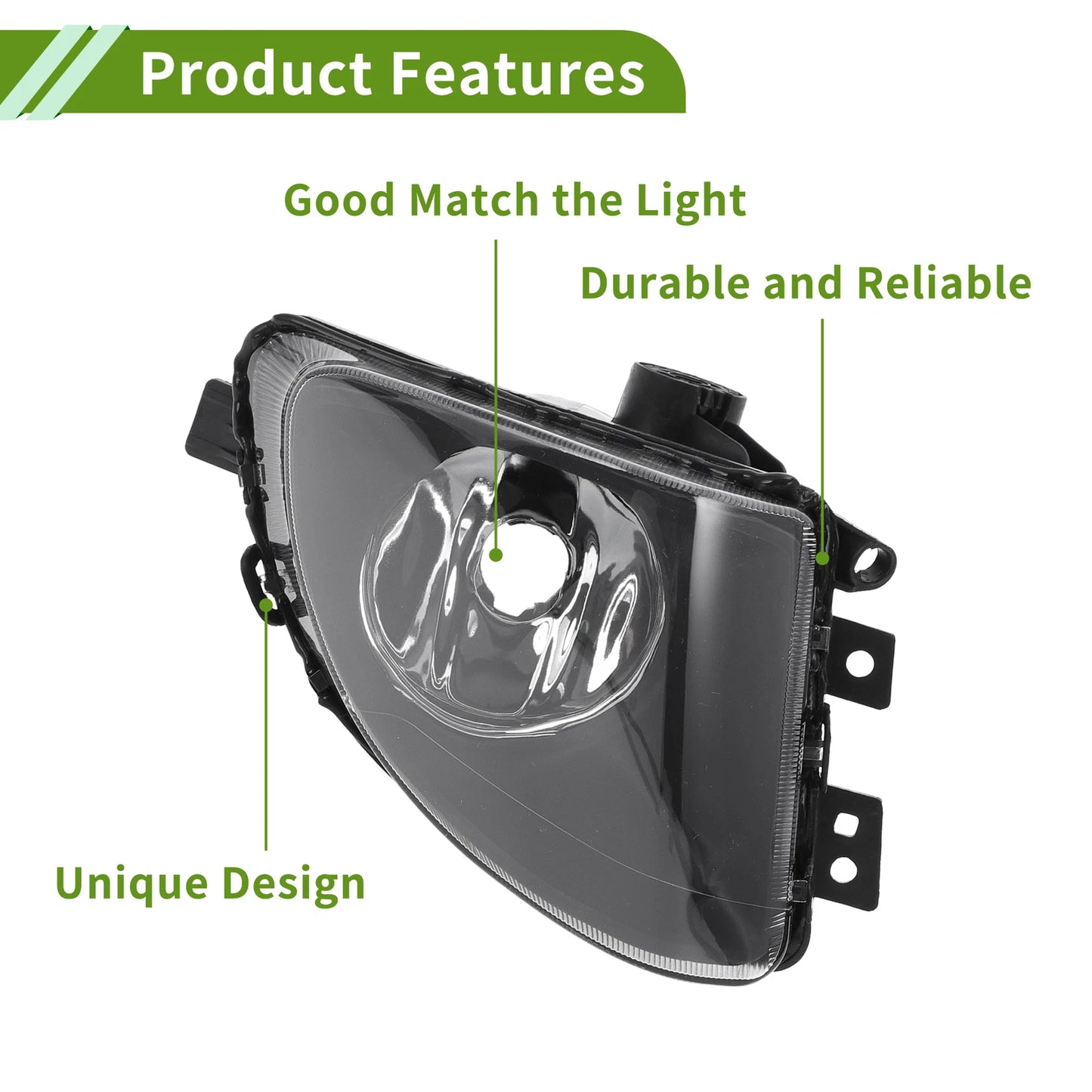 Right Fog Light Grill for BMW 535i 2010-2017 (1 x Clear, Black)