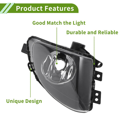 Right Fog Light Grill for BMW 535i 2010-2017 (1 x Clear, Black)