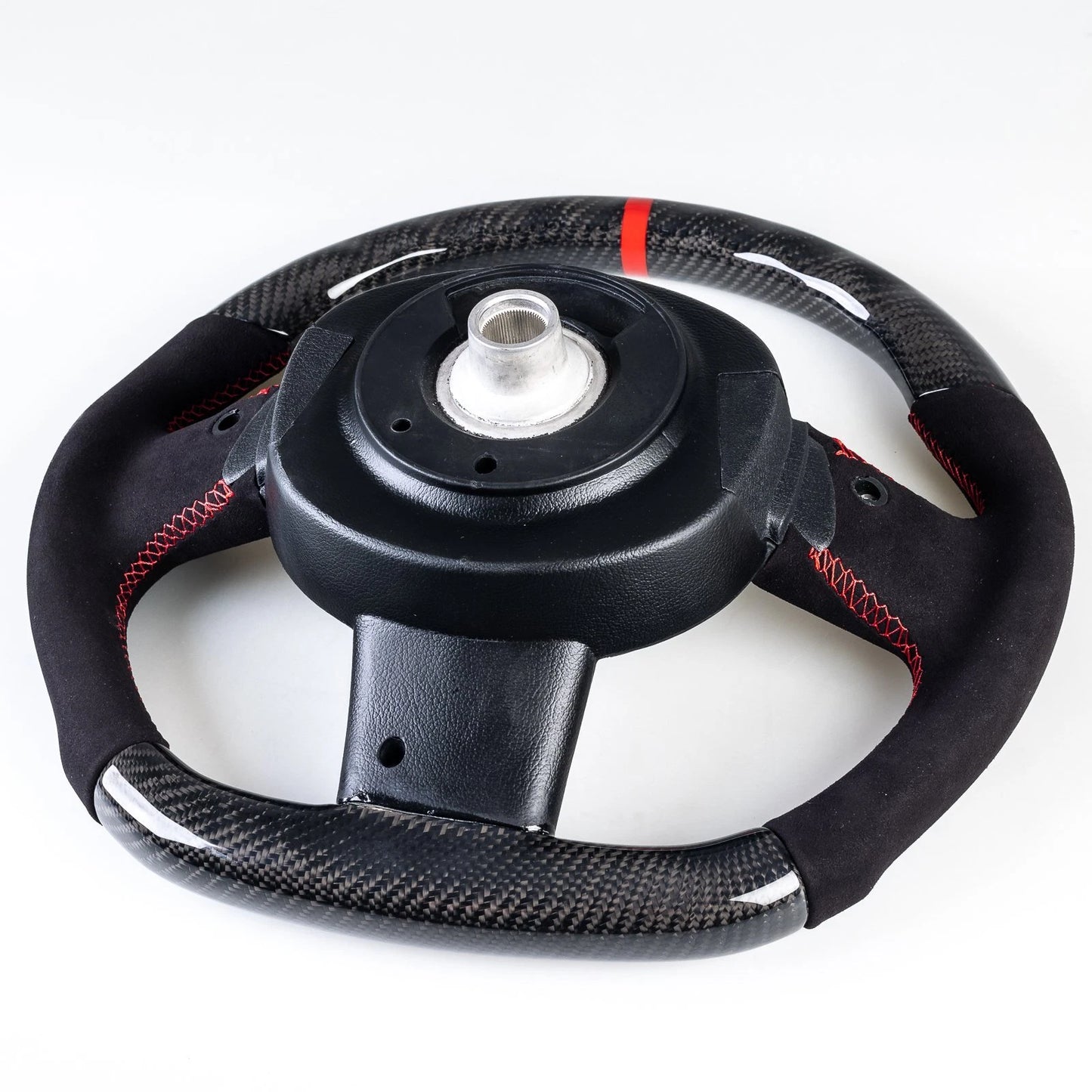 Carbon Flat Bottom 3 Spoke Suede Red Steering Wheel for Mini R50 R53 (02-08)