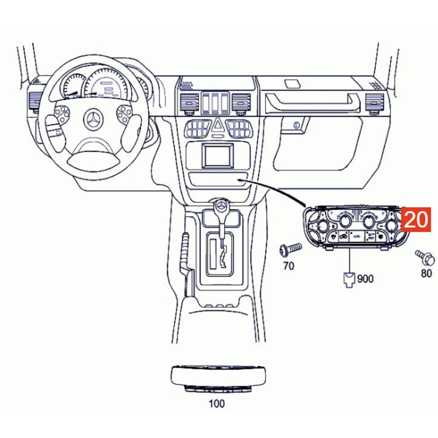 Front Heater Climate Control Switch for Mercedes W463 G-Class (2013–2018)