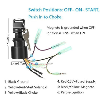 Ignition Key Switch Assembly for Mercury Outboard Remote Control Engine