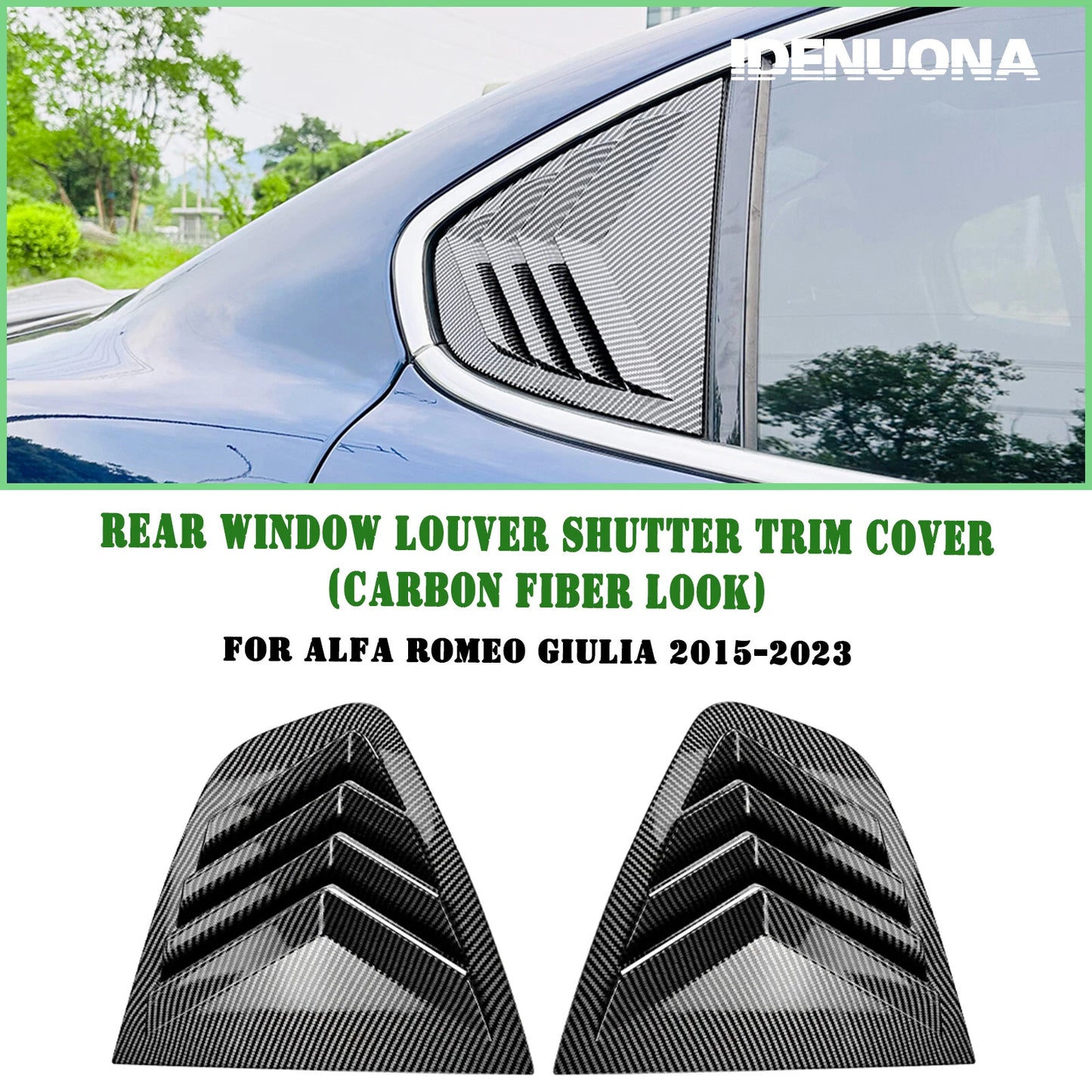 2 x Carbon Look Rear Side Window Louvers for Alfa Romeo Giulia (2015-2024)