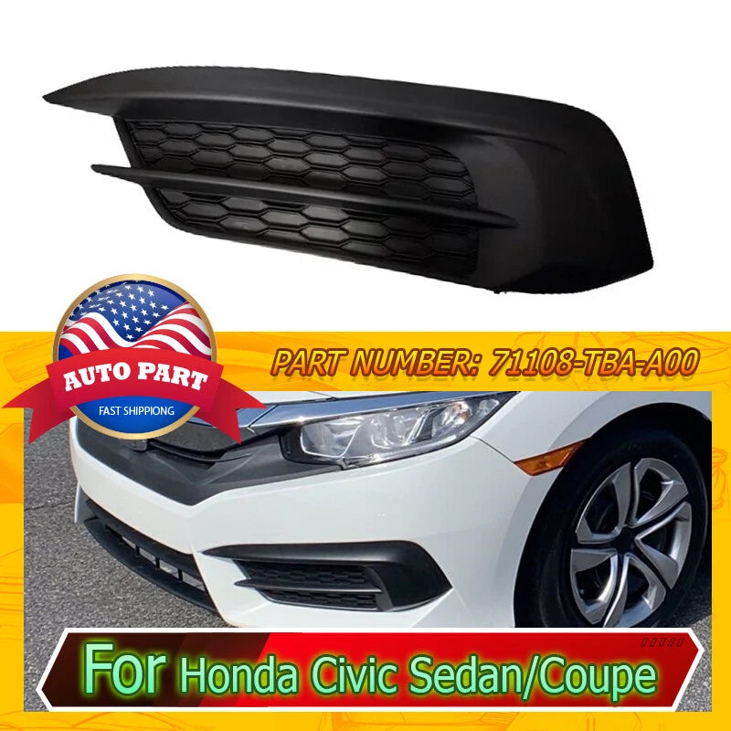 Fog Lamp Light Cap Cover for 2016-2018 Honda Civic Driver Side LH