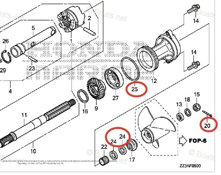 Lower Unit Gearcase Seal Kit for Honda BF60A 60HP (2001-2008)