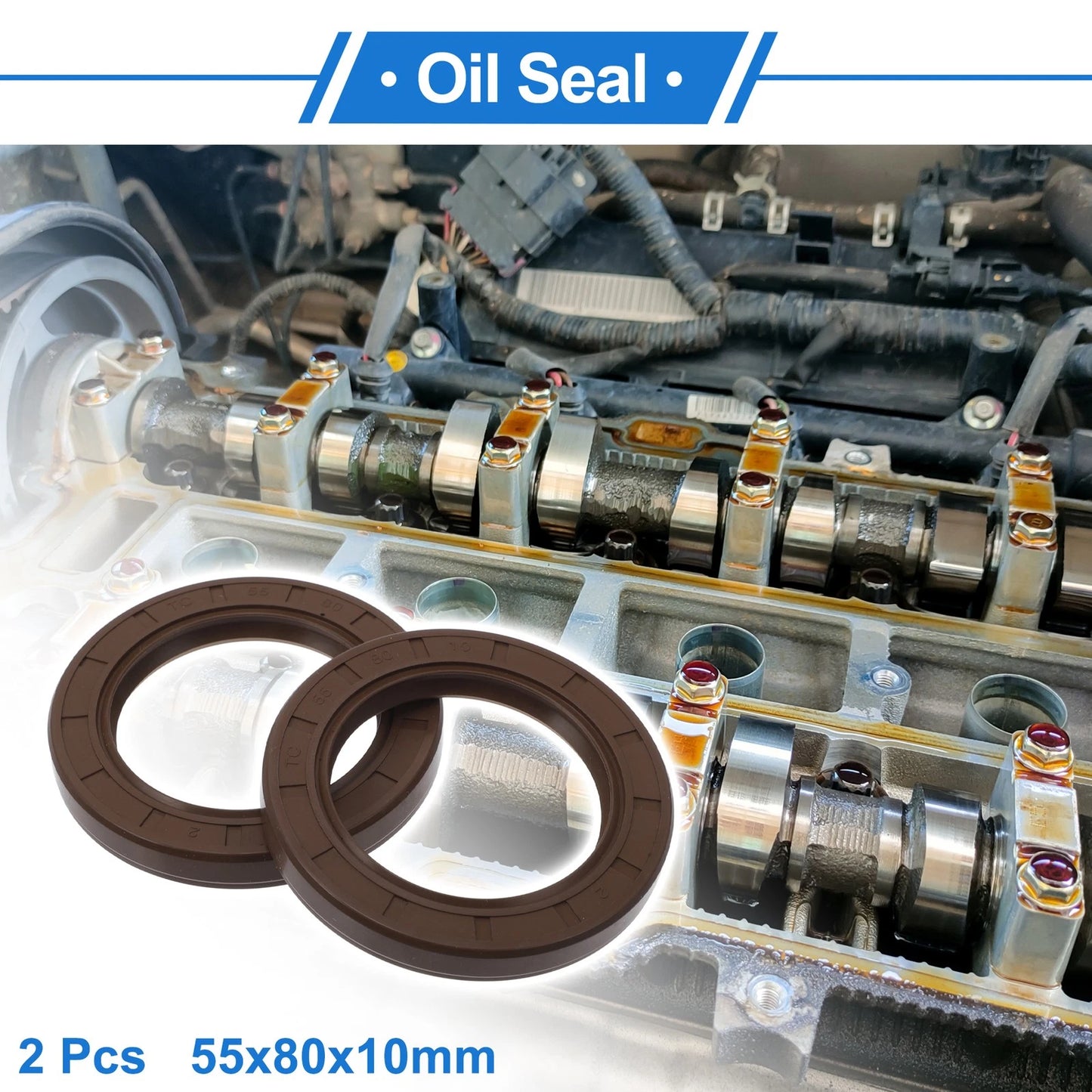 Oil Seal 55x80x10mm Seal Ring Rotary Shaft Seal FKM Rubber 2 x