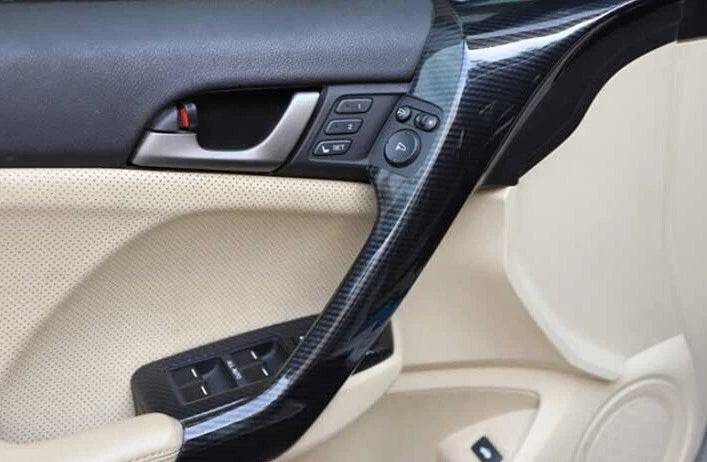 4 x Carbon Fiber Interior Door Armrest Cover Trim for Acura TSX (2009-2014)