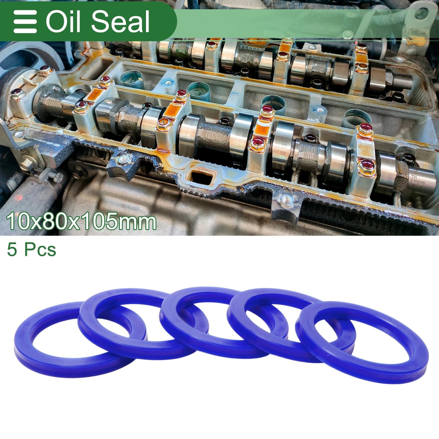 Oil Seal 80x105x10mm 5 Pcs Seal Ring Rotary Shaft Seal TPU Blue High Pressure