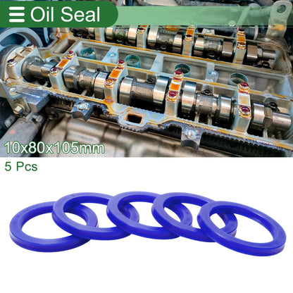 Oil Seal 80x105x10mm 5 Pcs Seal Ring Rotary Shaft Seal TPU Blue High Pressure