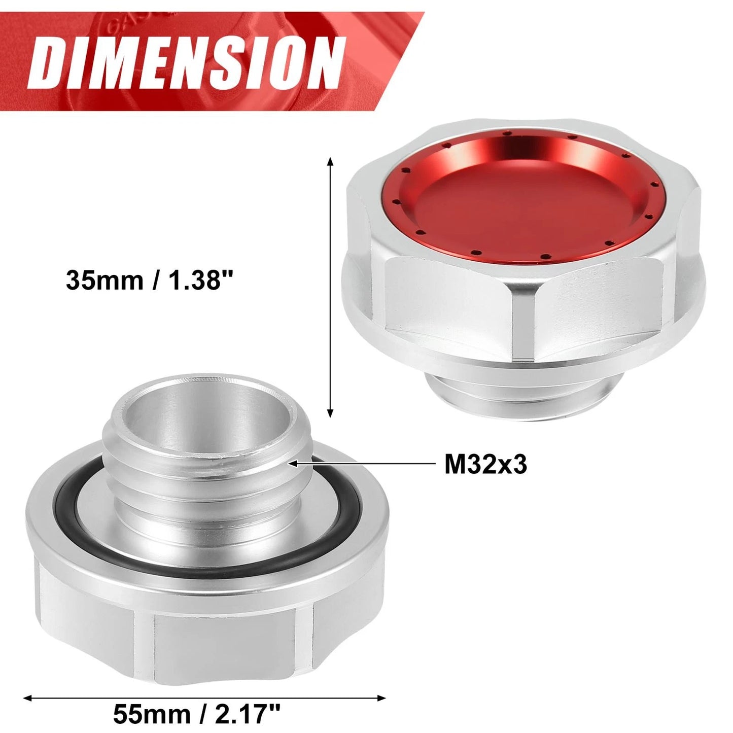 Oil Filler Cap Plug Cover Red for Acura Integra TSX & Honda CR-Z