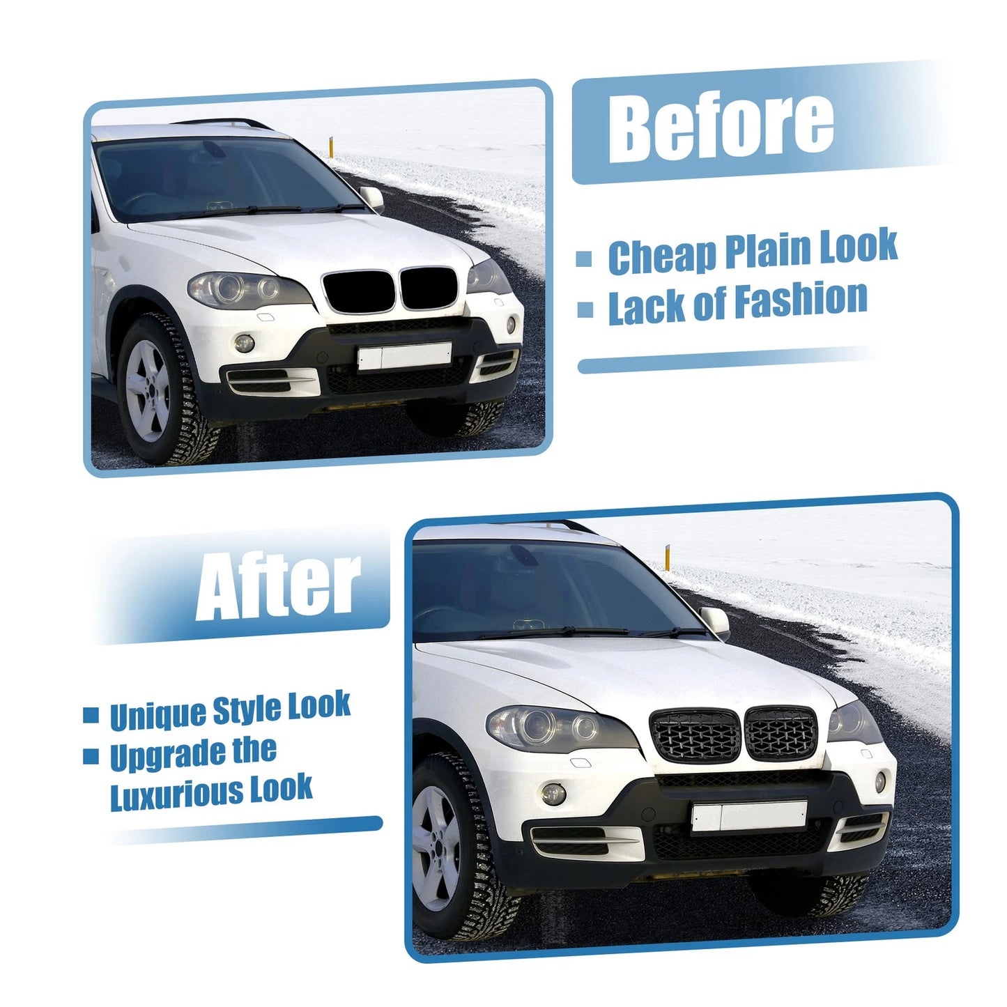 Front Hood Bumper Grille for BMW X5 X6 (2007-2013) 2 x Grills