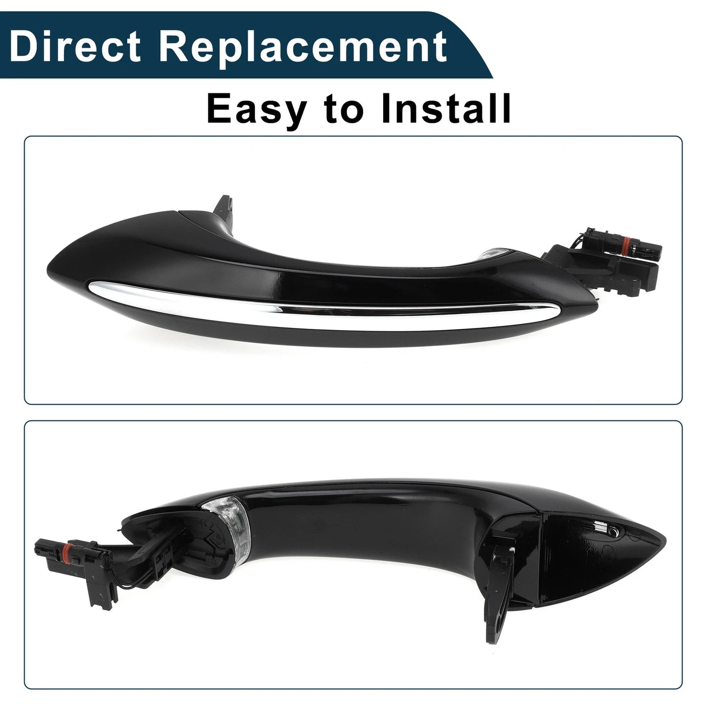Exterior Door Handle for BMW F07 F10 (2010-2017) Rear Left Black Silver Tone