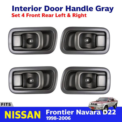Interior Door Handle Gray Set 4 Fits Nissan Frontier Navara D22 UTE 1998-05 D06