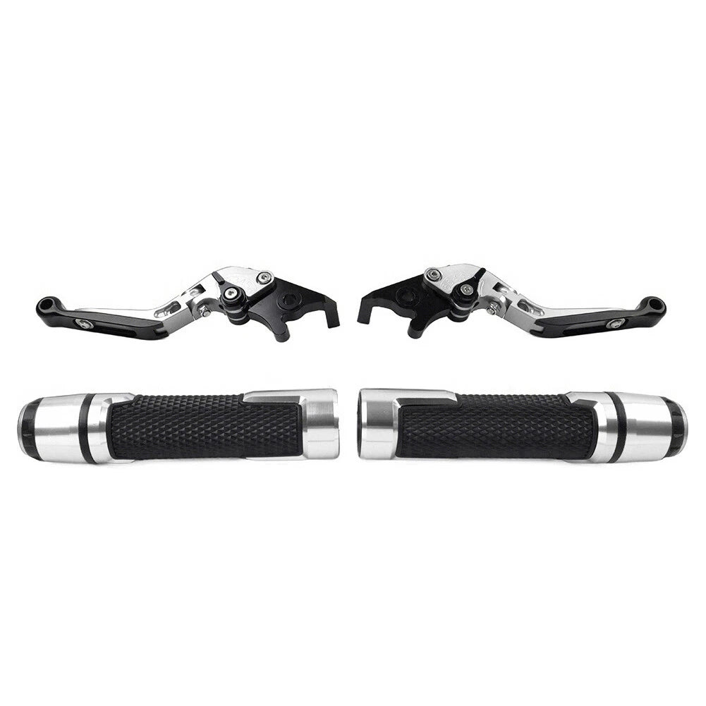 Silver Extendable Brake Clutch Levers & Handlebar Grips for Daytona 675 R