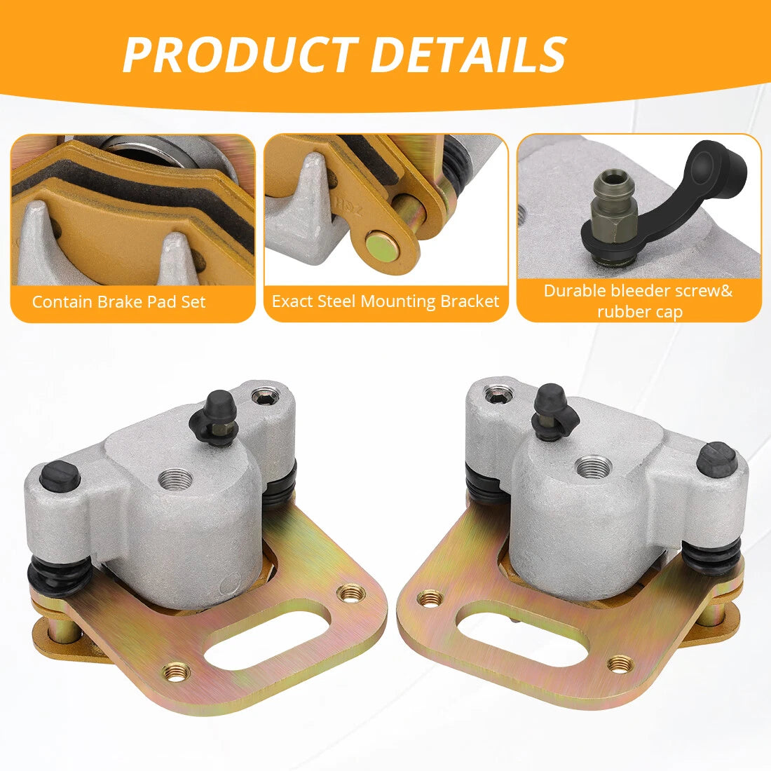 Front Brake Calipers & Pads for Polaris Big Boss 350L 400L 500 6x6 (1993–1999)