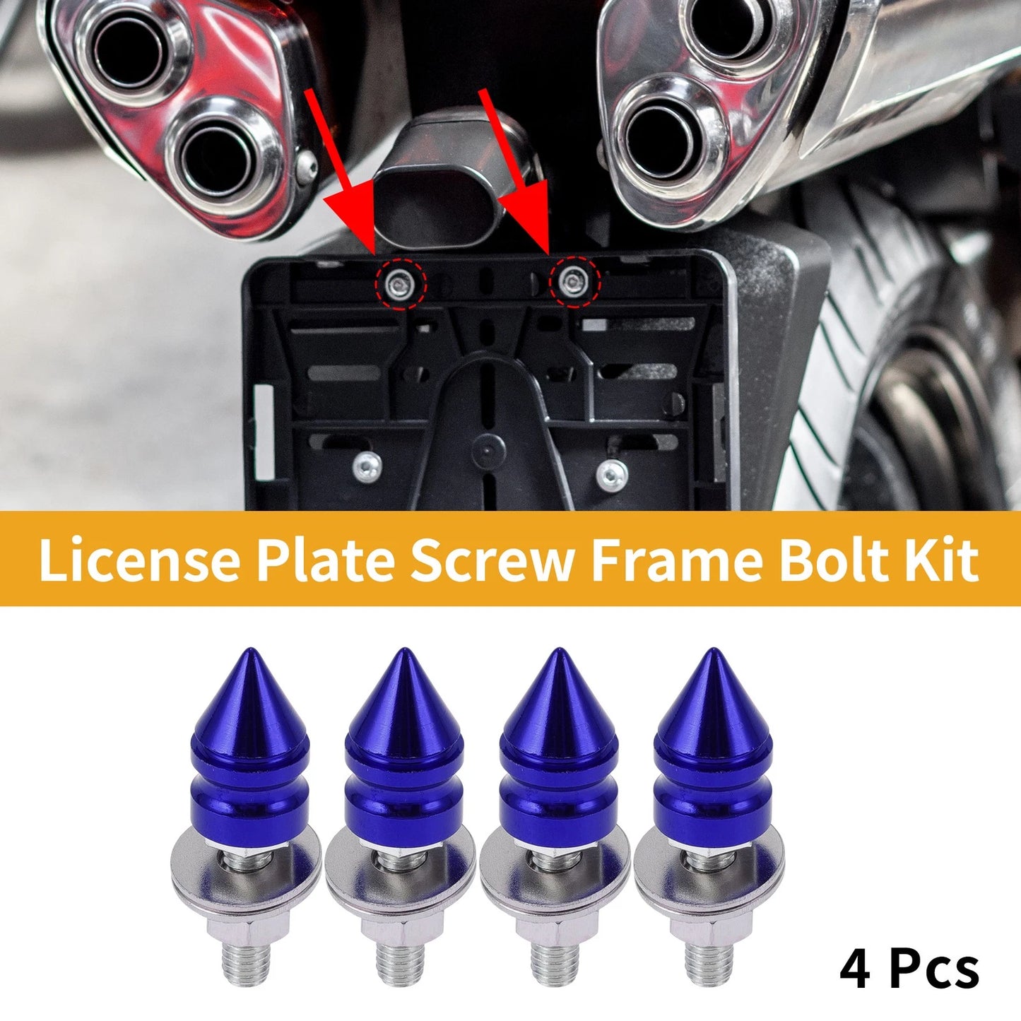 License Plate Screws Cover 45mm Aluminum Alloy Blue 4Pcs for Universal Motorcycle M6