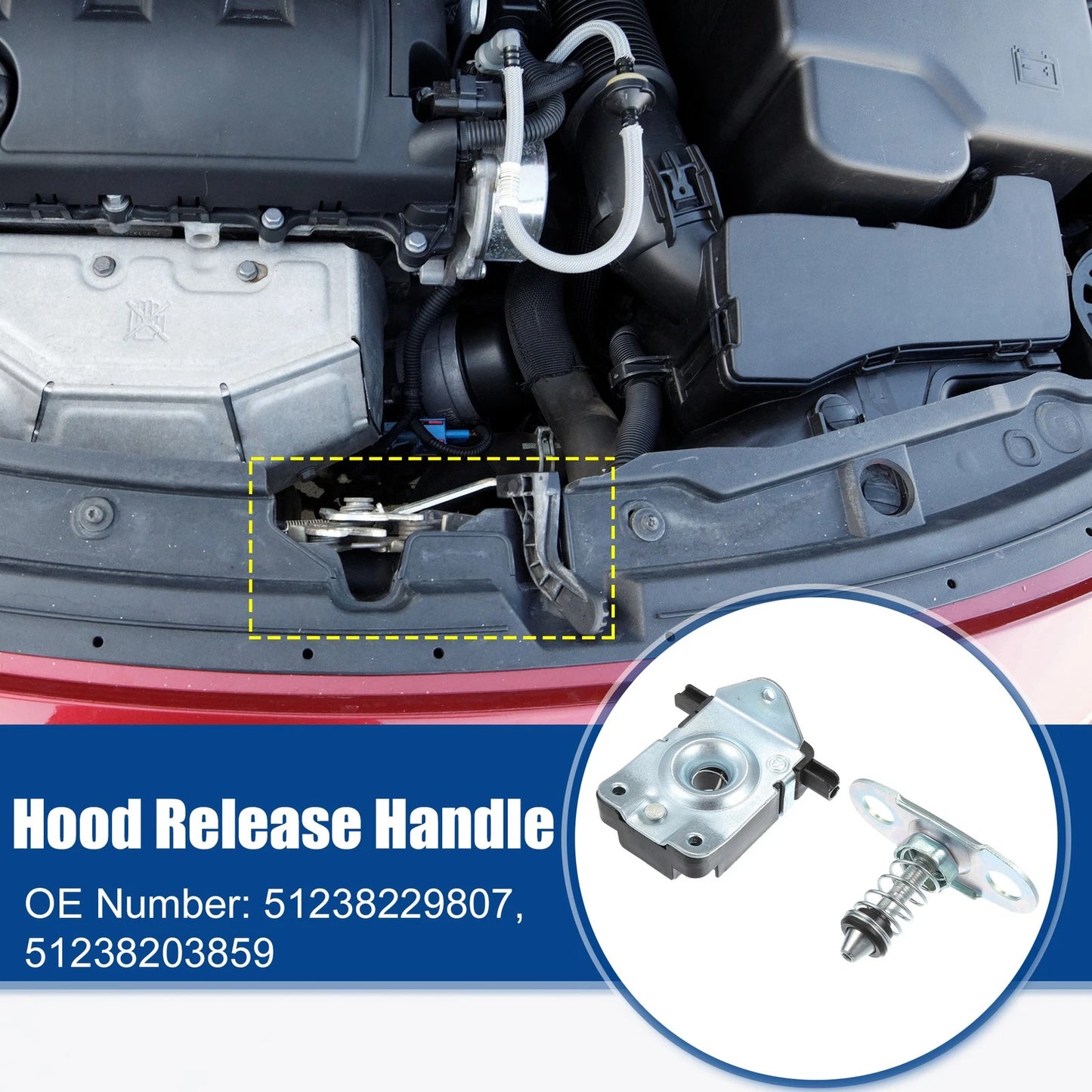 Hood Latch Lock Actuator Assembly for BMW Black Silver Tone