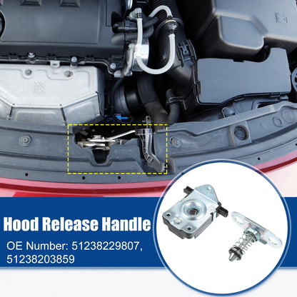 Hood Latch Lock Actuator Assembly for BMW Black Silver Tone