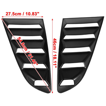 Car Rear Side Window Louvers Covers for Ford Mustang (2015-2019) Black