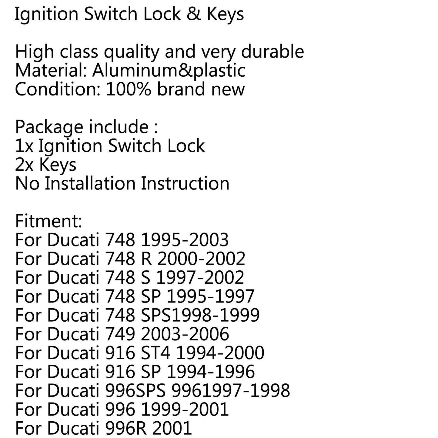 Ignition Lock & Fuel Gas Cap Key for Ducati 900 Monster (1993-2004)